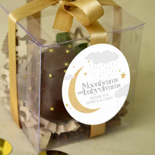 Moonbeams and baby dreams baby shower  classic round sticker