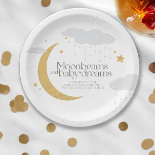 Moonbeams and baby dreams baby shower  paper plate