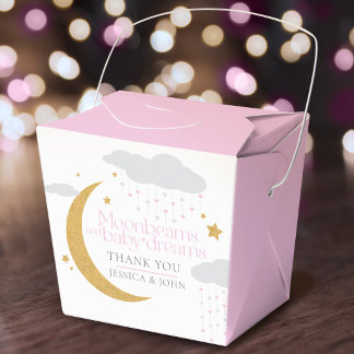 Moonbeams and baby dreams baby shower pink favour box