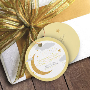Moonbeams and baby dreams baby shower yellow favour tags