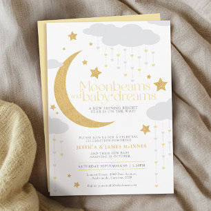 Moonbeams baby dreams butter yellow baby shower  invitation