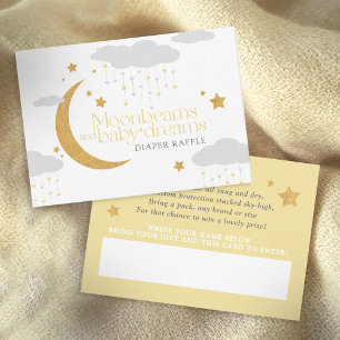 Moonbeams baby shower diaper raffle grey yellow enclosure card