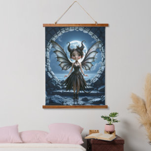 Moonborn Little Shadow, the Cute Gothic Fairy  Hanging Tapestry