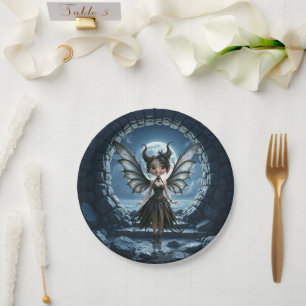 Moonborn Little Shadow, the Cute Gothic Fairy  Paper Plate
