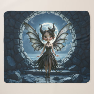 Moonborn Little Shadow, the Cute Gothic Fairy Sherpa Blanket