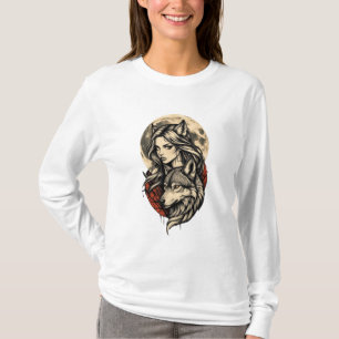 Moonbound Guardian She of the Wolf Moon Lunar Wolf T-Shirt