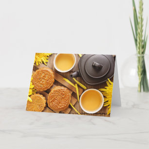 Mooncake and tea,Chinese mid autumn festival 2 Card
