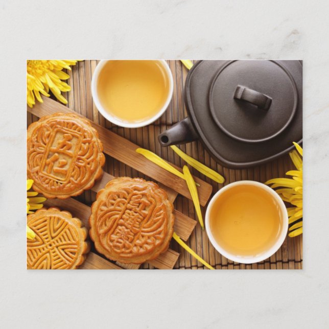 Mooncake and tea,Chinese mid autumn festival 2 Postcard (Front)