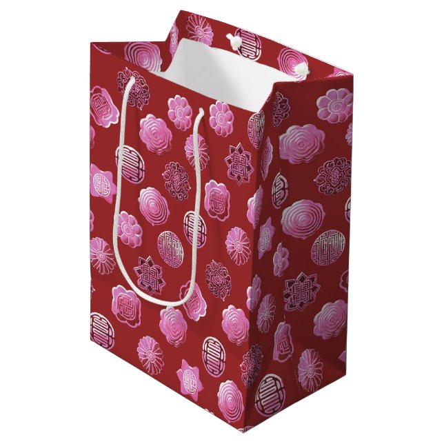 Mooncakes pink and red medium gift bag (Front Angled)
