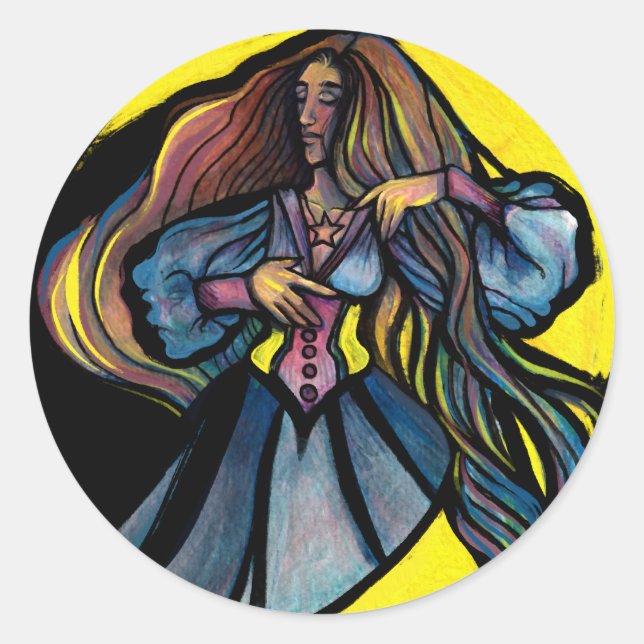MoonChild Goddess Art Moon Goddesses Moon Child  Classic Round Sticker (Front)