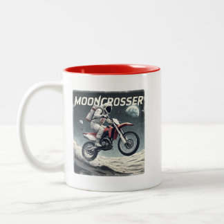 Mooncrosser - Space Rider on a Lunar Motocross Two-Tone Coffee Mug