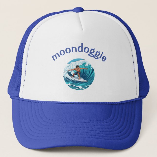 Moondoggie Surfer Graphic Trucker Hat (Front)