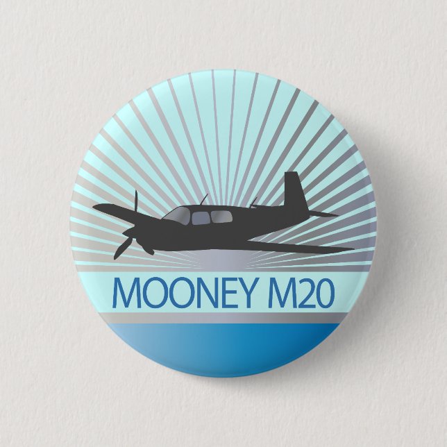 Mooney M20 Aviation 6 Cm Round Badge (Front)