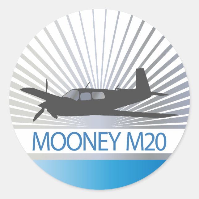 Mooney M20 Aviation Classic Round Sticker (Front)
