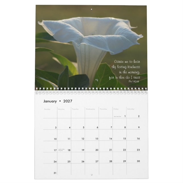 Moonflower Calendar---EDIT YEAR as needed Calendar (Jan 2027)