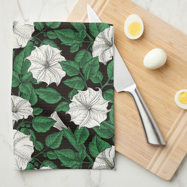 Moonflowers 2 tea towel (Quarter Fold)
