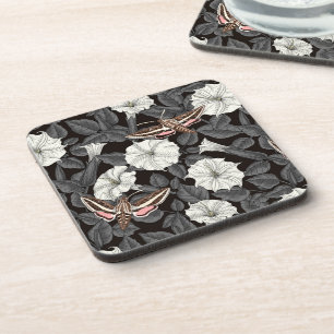 Moonflowers and sphinx moths 2 coaster