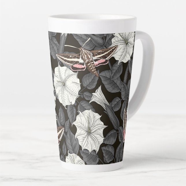 Moonflowers and sphinx moths 2 latte mug (Right Angle)