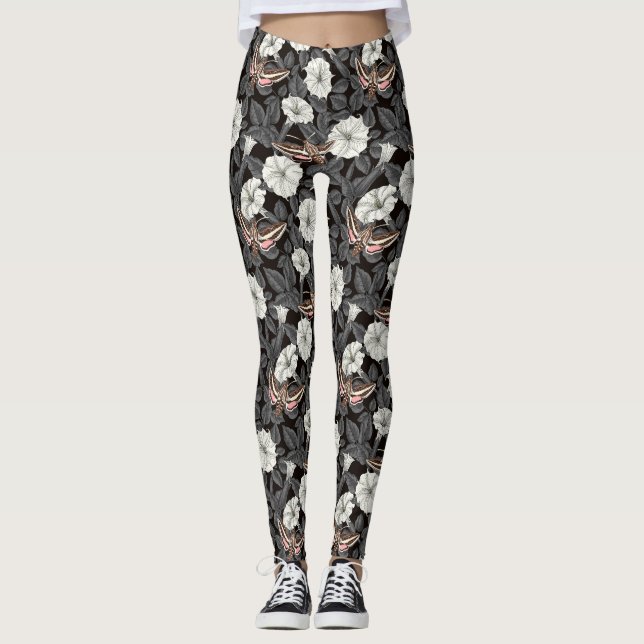 Moonflowers and sphinx moths 2 leggings (Front)