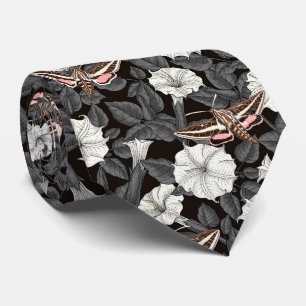 Moonflowers and sphinx moths 2 tie