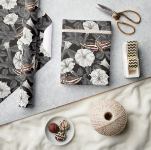 Moonflowers and sphinx moths 2 wrapping paper