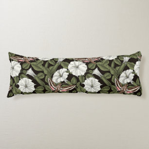 Moonflowers and sphinx moths body cushion