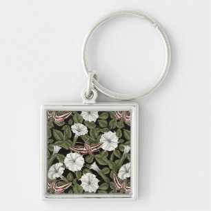 Moonflowers and sphinx moths key ring