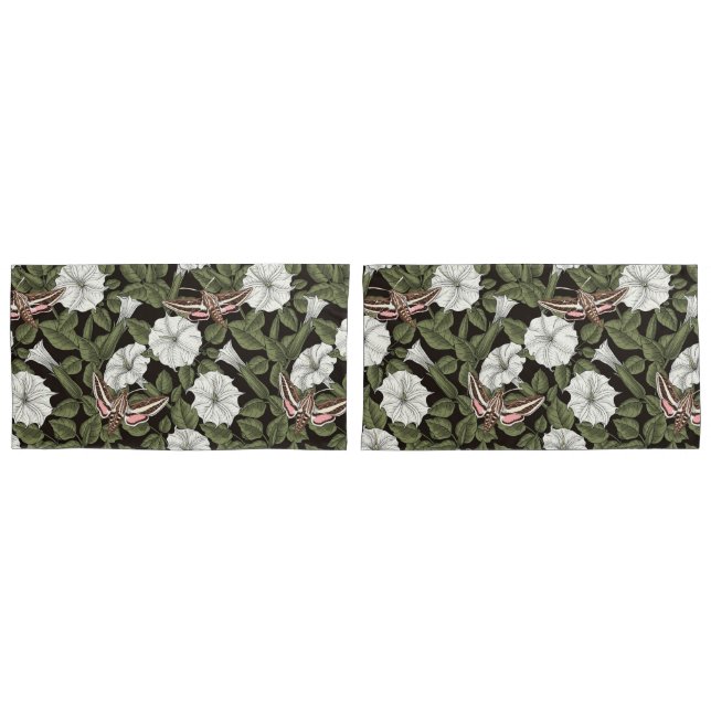 Moonflowers and sphinx moths pillowcase (Front-Set)