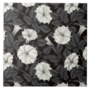 Moonflowers Ceramic Tile