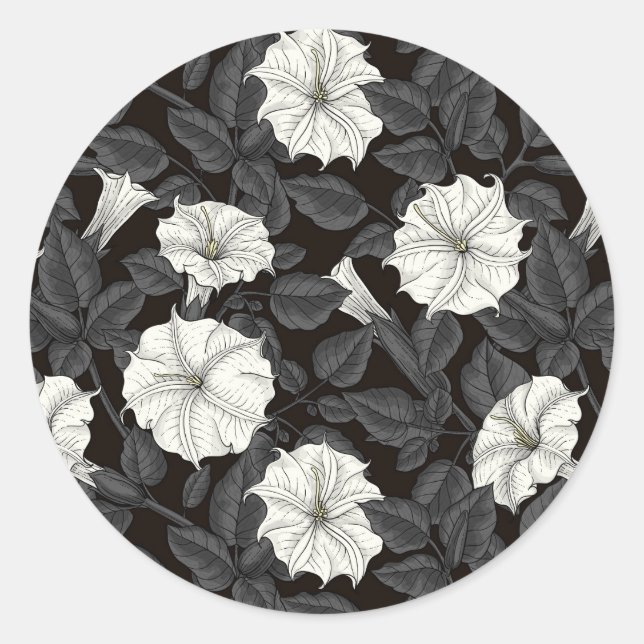 Moonflowers Classic Round Sticker (Front)