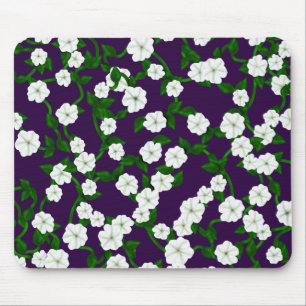 Moonflowers on Deep Plum Mouse Pad