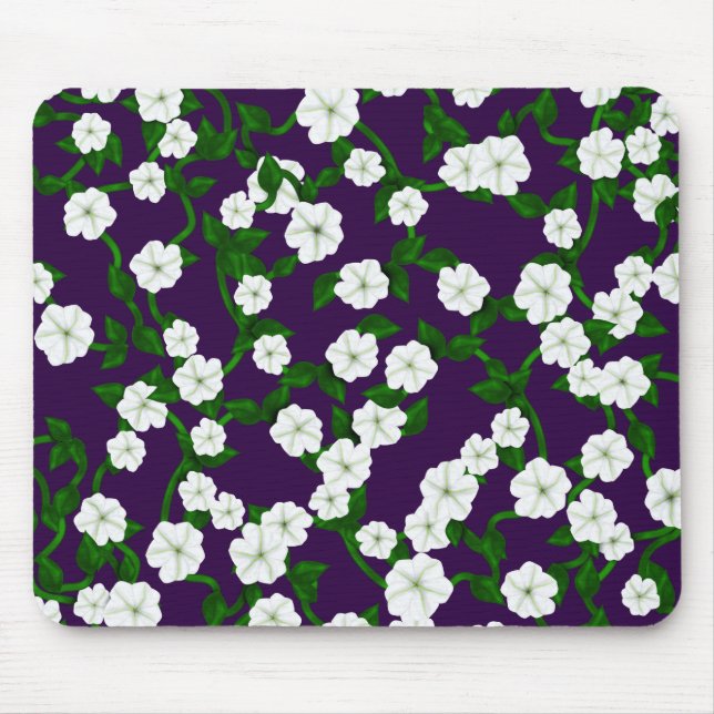 Moonflowers on Deep Plum Mouse Pad (Front)