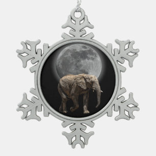 MOONGLOW ELEPHANT SNOWFLAKE PEWTER CHRISTMAS ORNAMENT