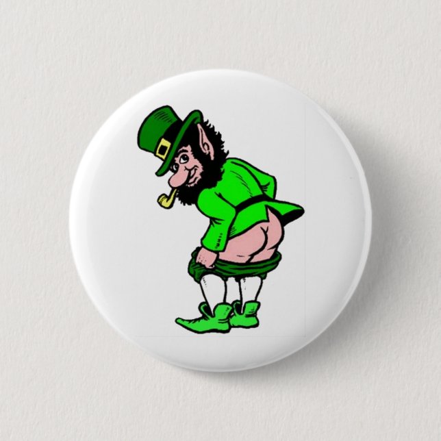 Mooning Leprechaun 6 Cm Round Badge (Front)