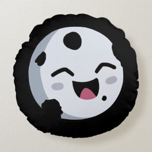 Mooning Moon 1 (Black Background) Round Cushion