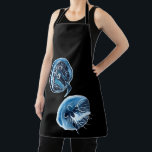 MoonJellyfish watercolor art Apron<br><div class="desc">Moon jellyfish original watercolor fine art. Luminescent jelly fish on a black background.</div>