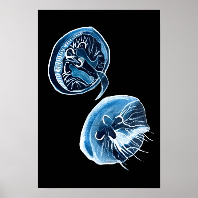 MoonJellyfish watercolor art Poster (Front)