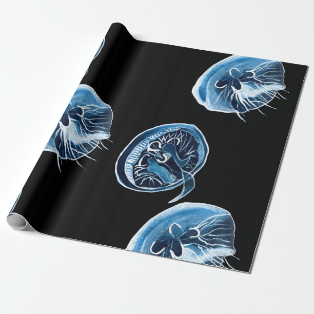 MoonJellyfish watercolor art Wrapping Paper (Unrolled)