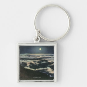 Moonlight Above the Clouds on Mount Washington Key Ring