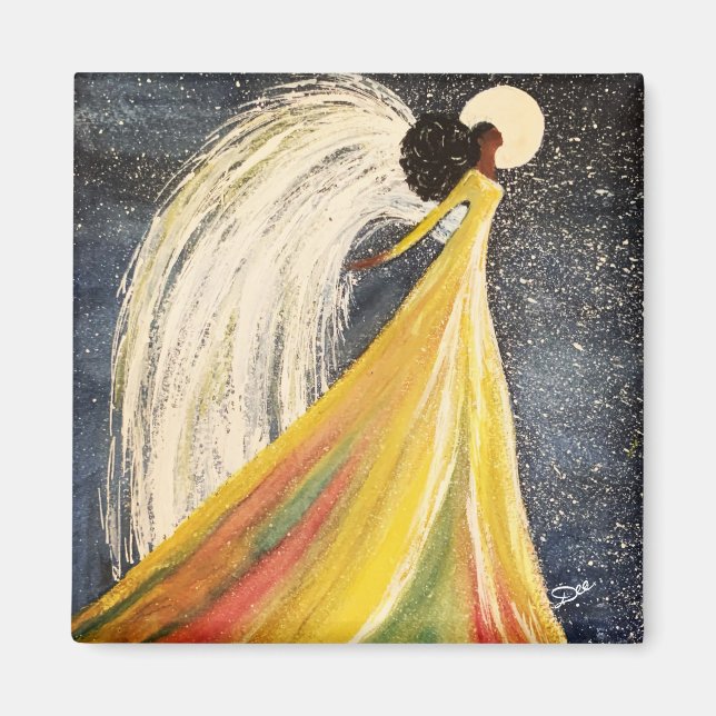 Moonlight Angel 2 Inch Square Magnet (Front)