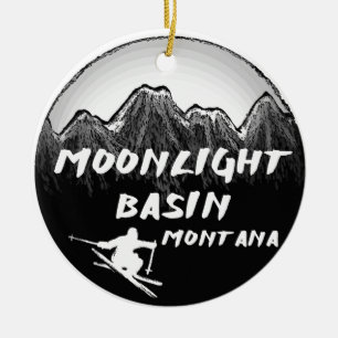 Moonlight Basin Montana skier Ceramic Ornament