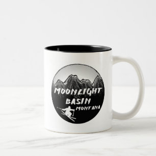 Moonlight Basin Montana skier Two-Tone Coffee Mug