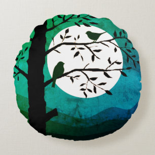 Moonlight Birds Round Cushion