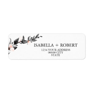 Moonlight Bloom   Modern Botanical Wedding Return Address Label