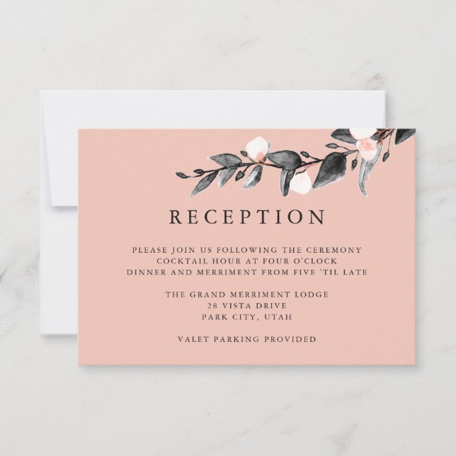 Moonlight Bloom | WEDDING RECEPTION ENCLOSURE pink Invitation (Front)