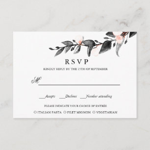 Moonlight Bloom   WEDDING RSVP MEAL CHOICE Card