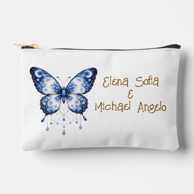 Moonlight Blue Butterfly - custom Accessory Pouch (Front)