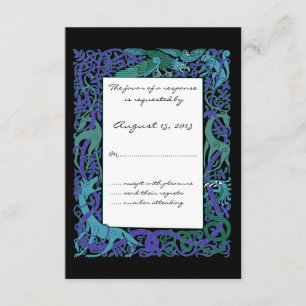 Moonlight Blue Celtic Animals Design Wedding RSVP Card