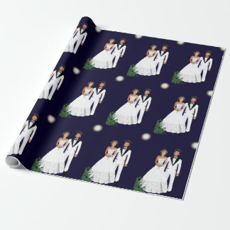 Moonlight Bride and Groom Wedding Wrapping Paper