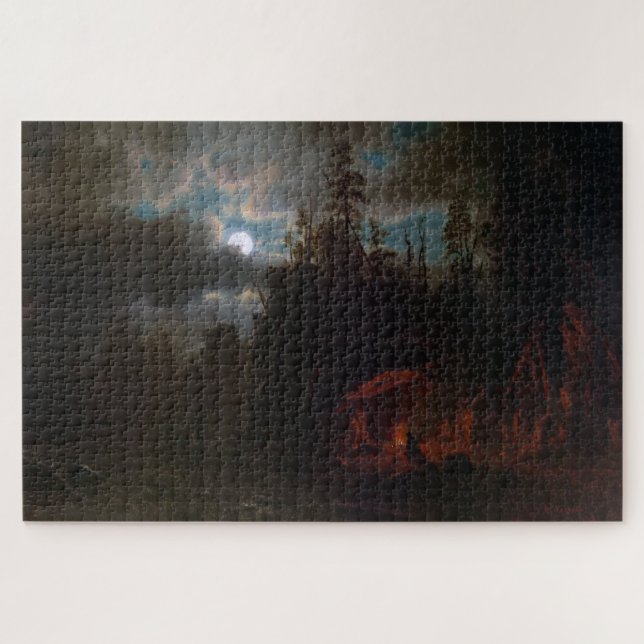 Moonlight Camp, Albert Bierstadt Jigsaw Puzzle (Horizontal)